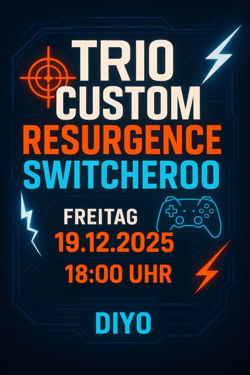 gDiyoo's tweet image. 🚨 WE R BACK🚨
TRIO RESURGENCE HAVEN’S HOLLOW CUSTOM SWITCHEROO ALL SKILL  

📅Freitag, 19.12. 18:00 Uhr
📈ALL SKILL
🏅Matchpoint: 150 Punkte
🔄Spins: Unlimited
💵Challenger &amp;amp; Elite 10€ - Detri and under 7,50€
🗺️ International