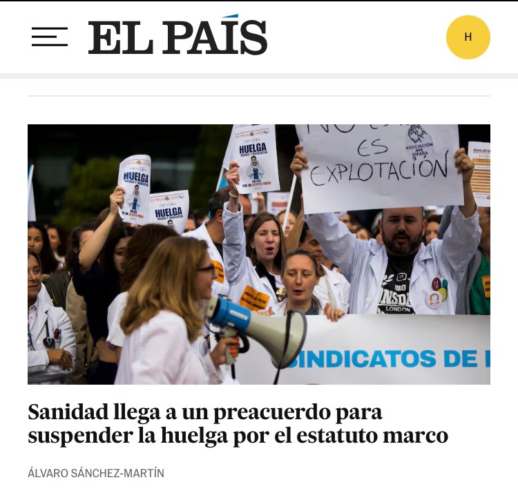 daandina's tweet image. 😉 Sanidad llega a un acuerdo para perpetuar las guardias médicas con los sindicatos no médicos y suspenden una huelga convocada por los sindicatos no médicos que no se iba producir

😳 @el_pais pone una foto de las huelgas médicas que siguen convocadas por los sindicatos médicos