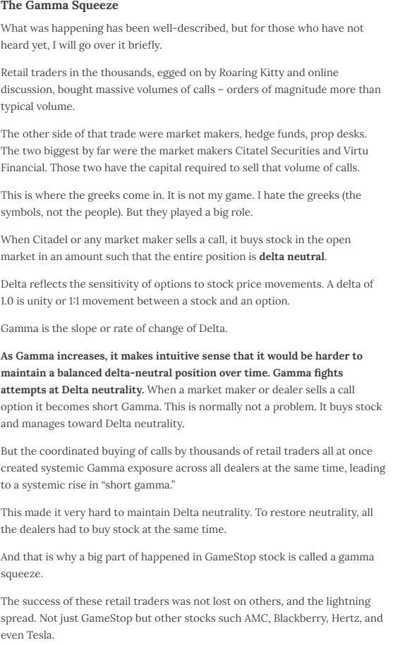 Infinitynova741's tweet image. There's an interesting conflict between what the @SECGov says happened in Jan 2021 and @michaeljburry 's recent $GME analysis.

Burry thinks there was a #Gamestop Gamma squeeze.

The SEC says there wasn't.

So which is it? 🤔🧐