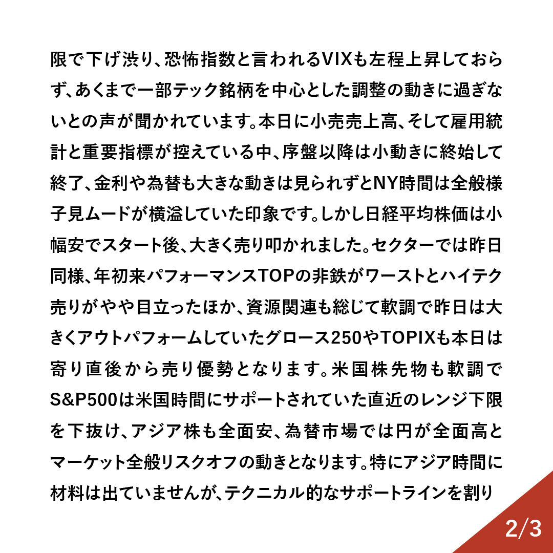 本日の市況解説です。