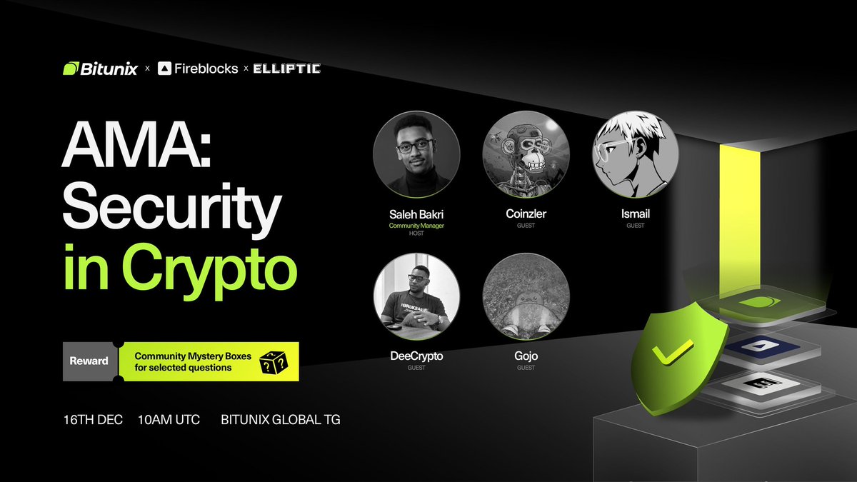Mark_Degreaat's tweet image. Today at 10:00 AM UTC: @BitunixOfficial
 hosts its inaugural Community AMA  Security in Crypto.Unveil elite protection layers with Fireblocks and Elliptic, learn to dodge common pitfalls, and fortify your strategy. Join us today I will be there too 😊