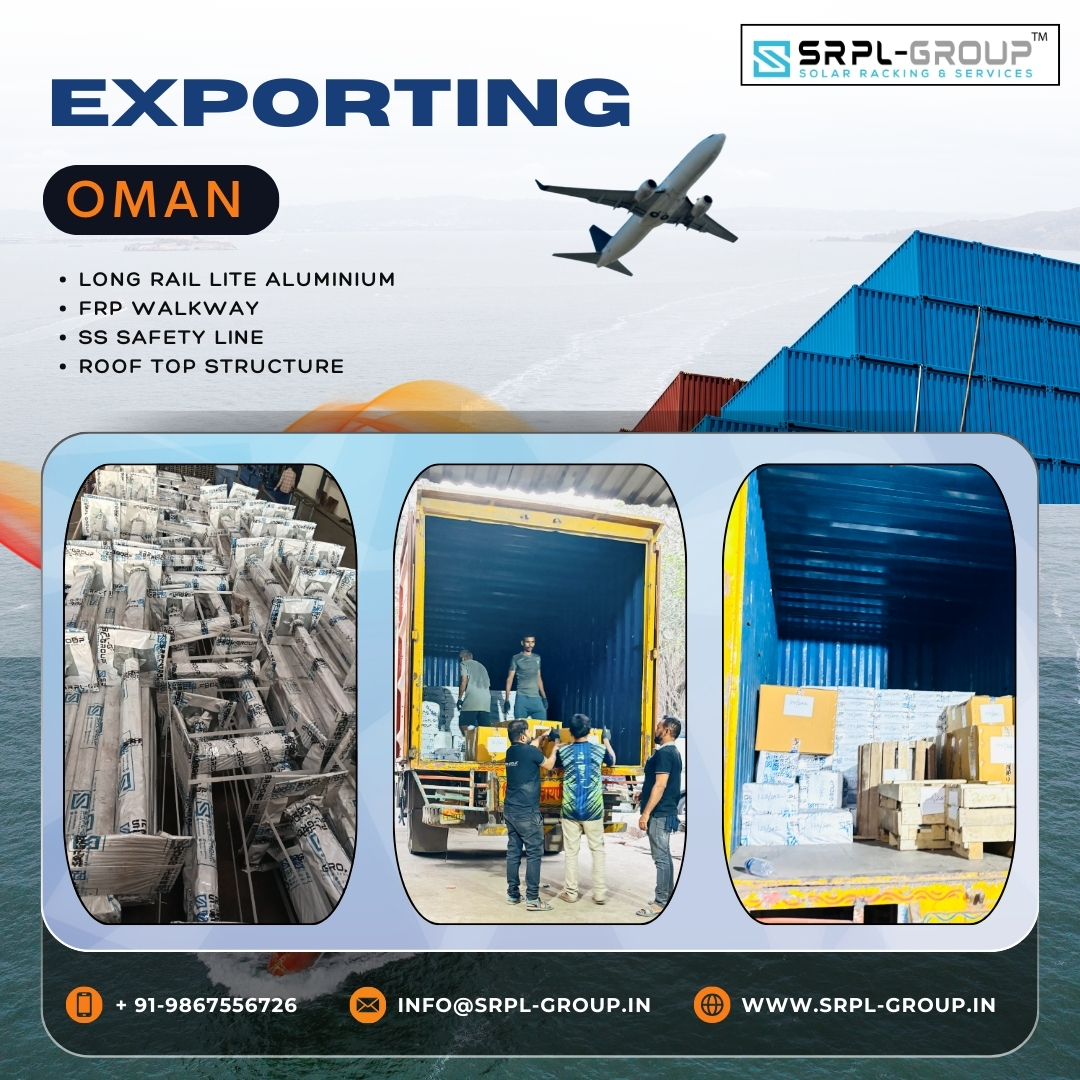 srpl_group's tweet photo. Strengthening our global footprint 🌍
Our advanced Long Rail Lite Aluminium structures, FRP Walkways, SS Safety Lines, and Rooftop Solar Structures are now being exported to Oman.
#GlobalExpansion #SolarStructures #SolarMounting #ExportingWorldwide #OmanSolar #AluminiumStructures https://t.co/qZj4izKu23
