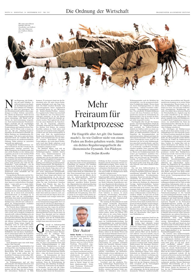StefanKooths's tweet image. Die Wurzel allen wirtschaftspolitischen Übels: Tiefsitzendes Misstrauen gegenüber Marktprozessen. Würde marktwirtschaftlich gedacht, sähe die Wirtschafts- und Finanzpolitik grundsätzlich anders aus. Beitrag für die „Ordnung der Wirtschaft“ in der @faznet von heute. @HGoebel