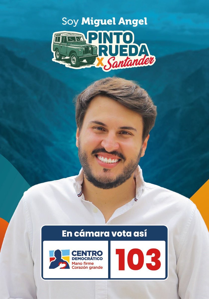 Helman_rey's tweet photo. Mi Candidato a la cámara por Santander es @SoyMiguelPintoR por el Turismo por la Educación por la seguridad y por la recuperación de la Cámara de Representantes.
#CD103
#YOPINTOBIEN👍
#PINTORUEDAXSANTANDER
@CeDemocratico https://t.co/bRHFiGAyU6