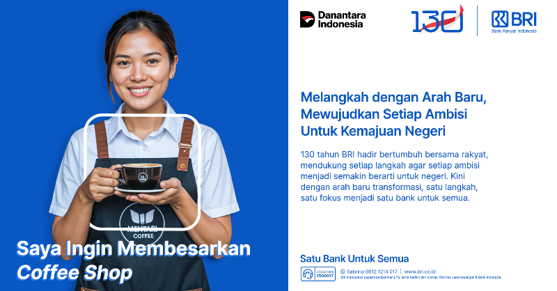 BANKBRI_ID's tweet photo. 130 tahun BRI hadir bertumbuh bersama rakyat, mendukung setiap langkah agar setiap ambisi menjadi semakin berarti untuk negeri. Kini dengan arah baru transformasi, satu langkah, satu fokus menjadi satu bank untuk semua.