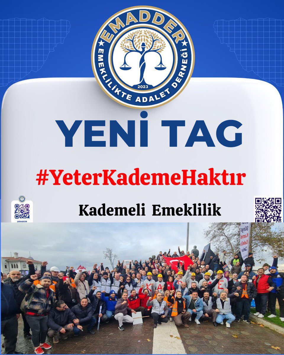 OSMANOZBEK83's tweet photo. 📣 TAG DUYURUSU 📣📣
👇👇👇👇👇👇
#YeterKademeHaktır

Bir tarih bahanesiyle milyonların emeği yok sayıldı.
Aynı prim, aynı emek; ama bambaşka bir kader yazıldı.
Bir gün, bir ay, bir yıl farkla 17–20 yıl fazladan çalışmak zorunda bırakılan emekçiler için bu düzen açık bir hak gasbıdır.
Bu bir talep değil, ödenmiş primlerin ve harcanmış yılların hesabıdır.
Emeği erteleyen, hakkı bekleten her düzen zulümdür.
Kademeli emeklilik gelmeden bu mağduriyet bitmez, bu ses susmaz.

Artık oyalama değil, çözüm istiyoruz.
Adalet gecikirse zulüm olur.

Emeklilikte Adalet Derneği 
@EmadDernegi
#YeterKademeHaktır