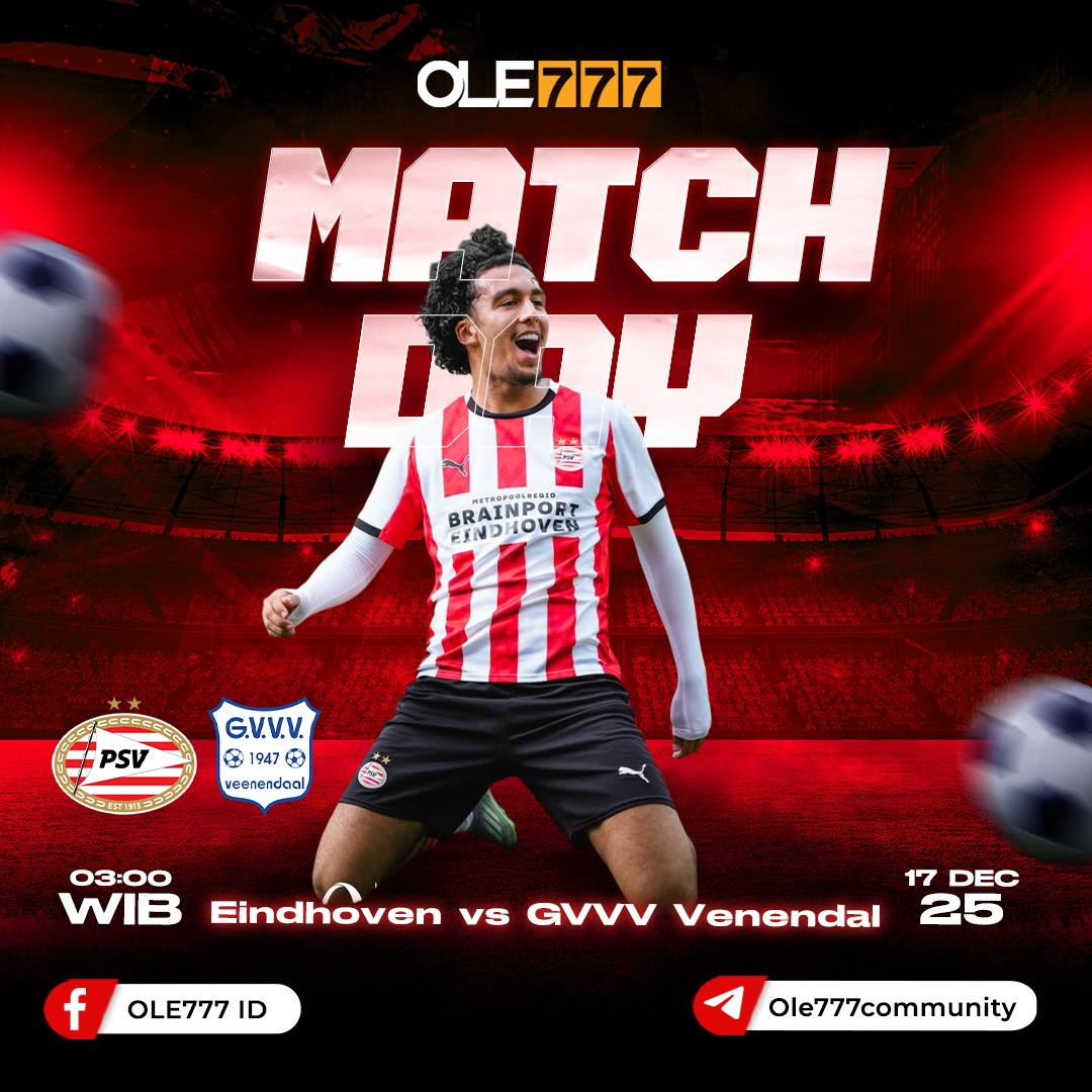 ole777idn's tweet photo. ๐ฅMATCH DAY!๐ฅ
PSV Eindhoven akan menghadapi GVVV Veenendal dalam laga lanjutan Eredivise
โ๏ธ Eindhoven vs GVVV Veenendaal
๐
17 Desember 2025
โฐ 03.00 WIB
Live: https://t.co/LM8lqOxgJI
#OLE777 #Eindhoven #GVVVVeenendaal #SepakBola #GasPol https://t.co/eK6rnS3kIB