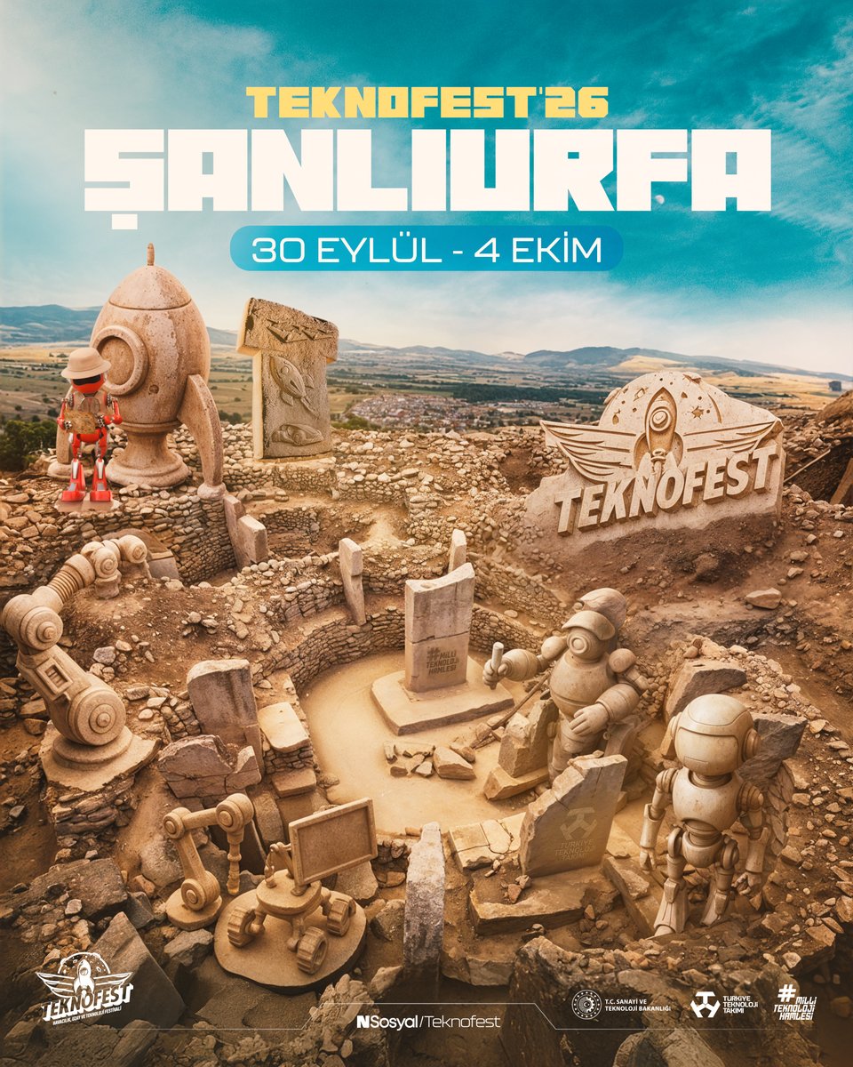 #TEKNOFEST2026'da Şanlıurfa'dayız! 🚀

📍 İnsanlık tarihinin başlangıç noktalarından Şanlıurfa’da; bilimin, teknolojinin ve yenilikçi fikirlerin geleceğini birlikte şekillendiriyoruz. ✨

🔬 TÜBİTAK olarak; gençlerimizi bilimle buluşturduğumuz, araştırma ekosistemimizi