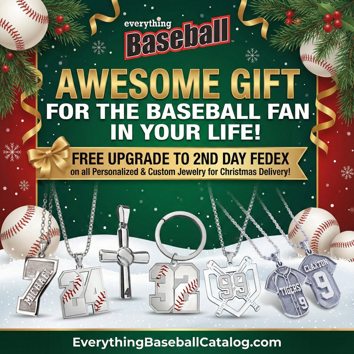 BaseballCatalog's tweet image. order custom jewelry by 12/17 &amp;amp; we will upgrade your shipping to 2nd Day FedEx at no extra charge! 

EverythingBaseballCatalog.com