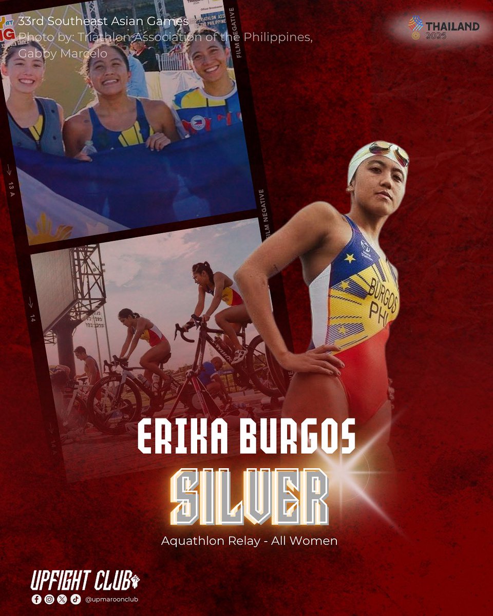 upmaroonclub's tweet photo. SILVER IN MOTION ๐ฅ
Congratulations to Erika Burgos of UP Track and Field for winning silver in the Aquathlon Relay (All-Women) event at the 33rd SEA Games!
Para Sa Bayan ๐ต๐ญ
#SEAGames2025
#LabanParaSaBayan https://t.co/ix0LDHo1yC