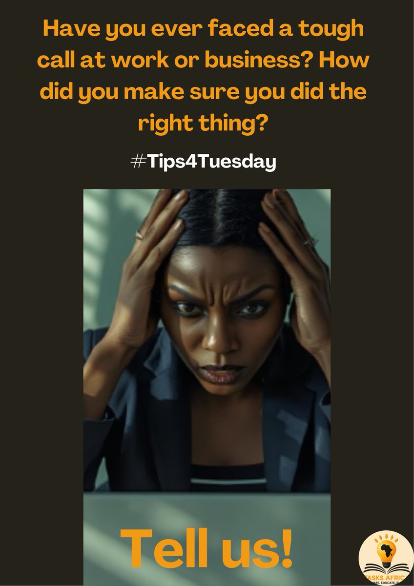 Big decisions test our values and judgment. How did you make sure you did the right thing? Share your experience.
#TasksAfrica #Podcasts #hairsteicpathway #Vision2050 #Agenda2063 #AfCFTA #InnovationForAfrica #LeadTheChange