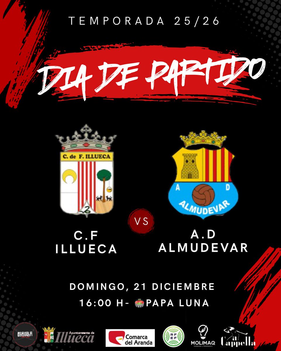 ¡Domingo de fútbol ⚽️, domingo de #PAPALUNA! 

Vamos a animar a nuestro ILLUECA con toda la fuerza y pasión 💪🏻

Os esperamos a tod@s para llevar al equipo en volandas hacia la victoria.

🔴⚫️⚪️AÚPA ILLUECA🔴⚫️⚪️

#aupaillueca #futbol #Partidazo #Illueca #VivaElFútbol