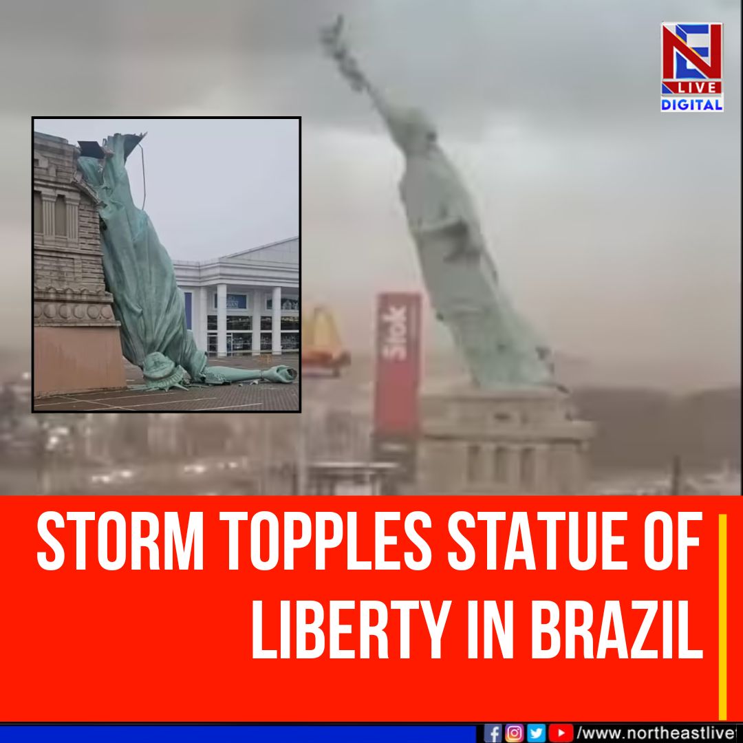 NELiveTV's tweet image. #statueofliberty #statueoflibertyreplica #Brazil #statue #storm #northeastlive