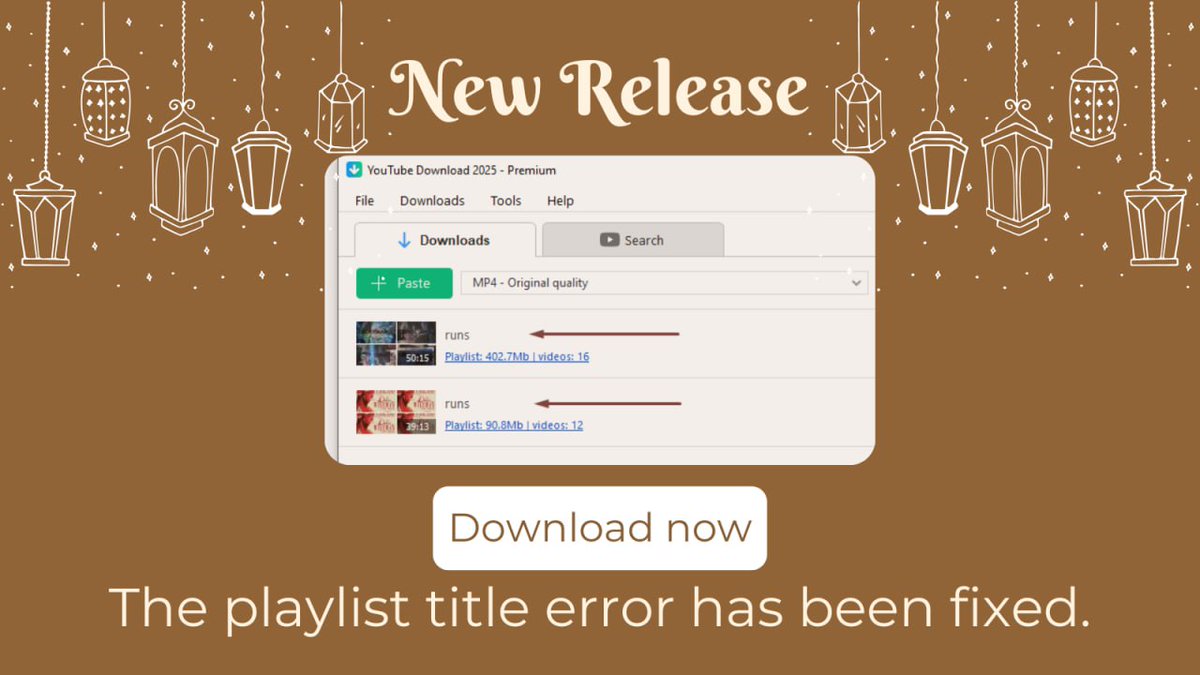 DVDVideoSoft's tweet image. The issue with the playlist title has been fixed. Download and install the latest version 4.4.47.1210 for Windows dvdvideosoft.com Enjoy downloading festive playlists.

#dvdvideosoft #playlists #holidayseason #download