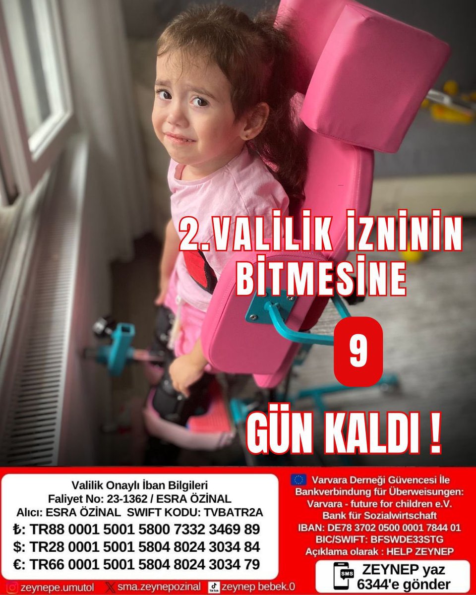 smazeynepo57099's tweet photo. ⏳ 2. Valilik iznimin bitmesine sadece 9 gün kaldı.
Zamanım hızla azalıyor…
SMA ile mücadele eden Zeynep’im için
bir destek, bir paylaşım, bir dua benim için hayat demek 🙏🤍
#alperenşengün 
#Rtük 
#astor 
#Tlye 
#elarümeysacebeci https://t.co/PCr917ZVH4