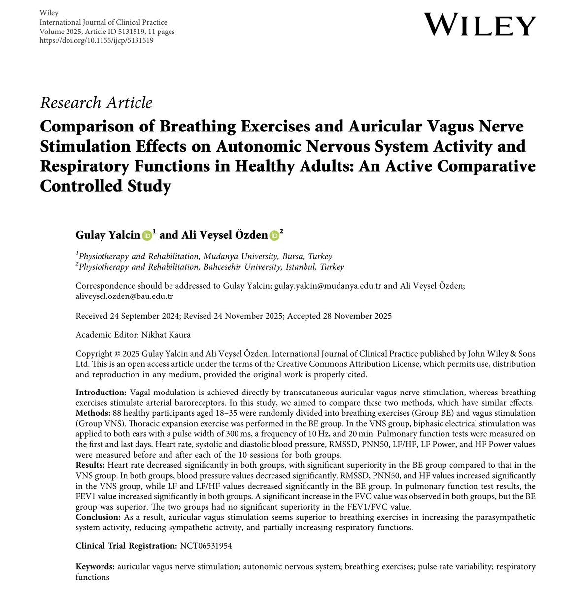 Solunum fonksiyonunu iyileştirmek istiyorsan 👉 Kulaktan vagus sinir uyarımı