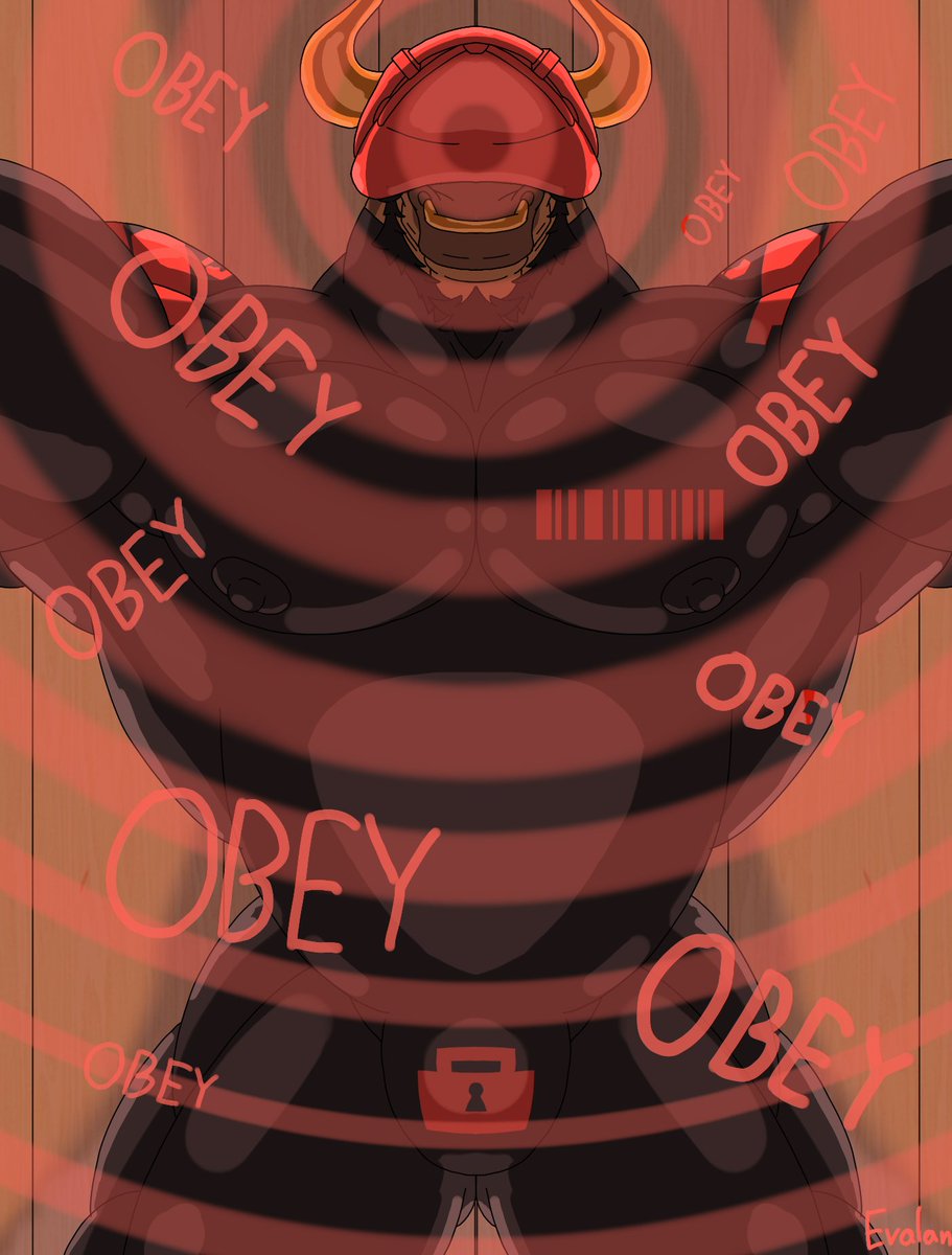 I brought him to the attic bedroom. when I went to the attic, he gave me a red cap. When I was wearing a cap, my mind started to blur and I saw the "OBEY" floating everywhere. OBEY...
FA for <a href="/BuffBullMac/">🐮✨Big Mac✨🐮</a>