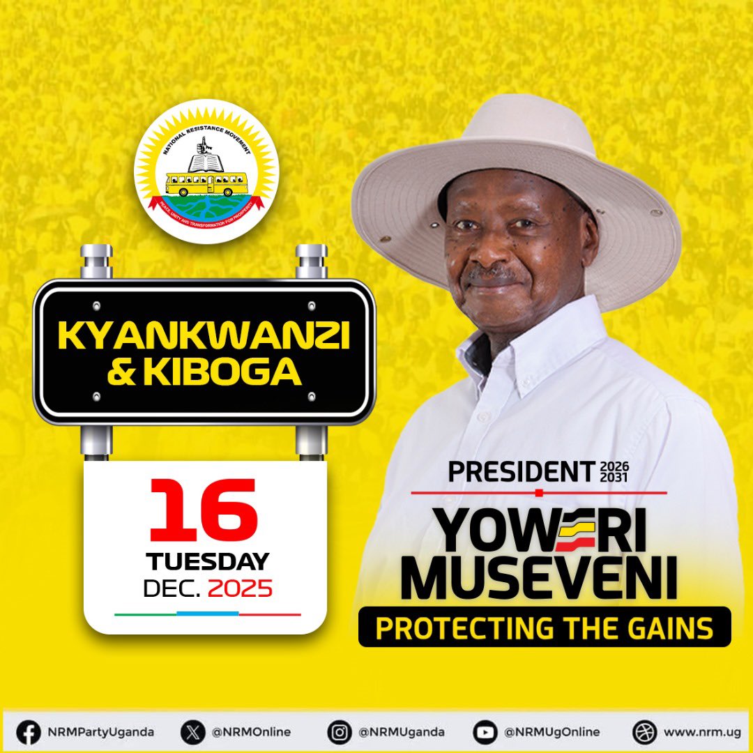 danTumwebaze256's tweet photo. President @KagutaMuseveni continues preaching the gospel of #ProtectingTheGains in Buganda. Today, the @NRMOnline presidential candidate will hold two rallies in Kyankwanzi and Kiboga districts. 

#SilentMajority https://t.co/bbtH4ZF1zD