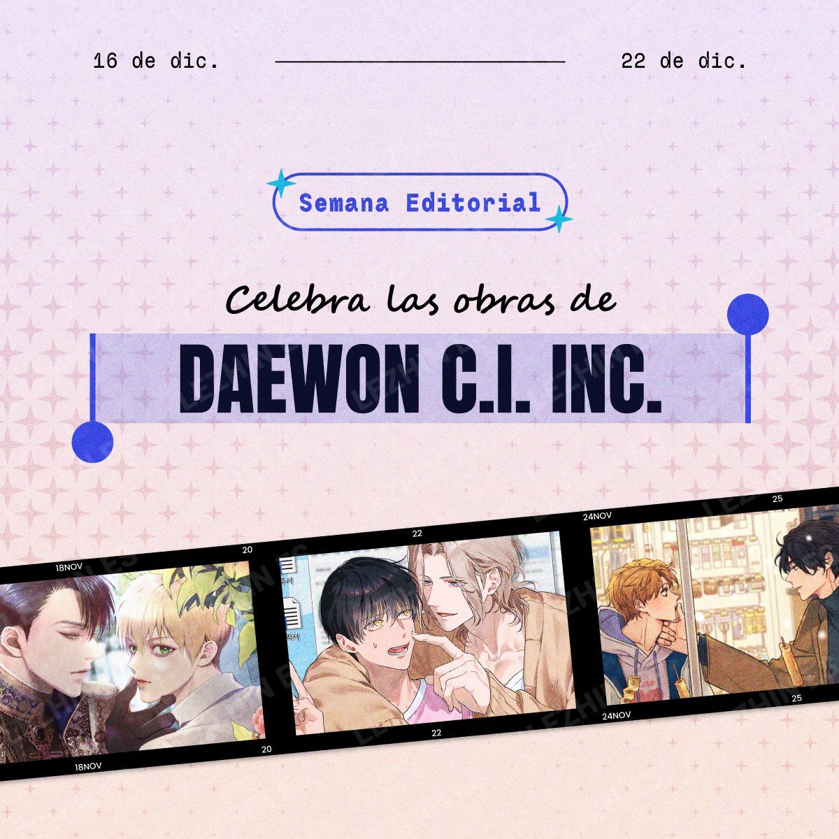 Lezhin_ES's tweet image. ¡Semana editorial!
Esta vez el turno para darle amor a Daewon CI con capítulos #Gratis y #CoinBack. 

📖 buff.ly/BpakxKg 

#Lezhin #LezhinES
