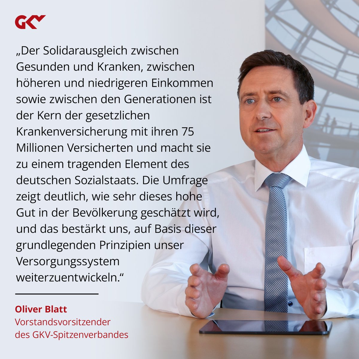 GKV_SV's tweet photo. Bundesweite Umfrage zum #GKVTag zeigt: Für 80 % der Bevölkerung ist die GKV wichtiger Bestandteil des Sozialstaats. Auch die zentralen solidarischen Elemente des Systems werden breit unterstützt. #Solidarprinzip #WirsindGKV #SorgeGKVFinanzen https://t.co/CBq5KZaRbl https://t.co/pVcPWGI7Bo