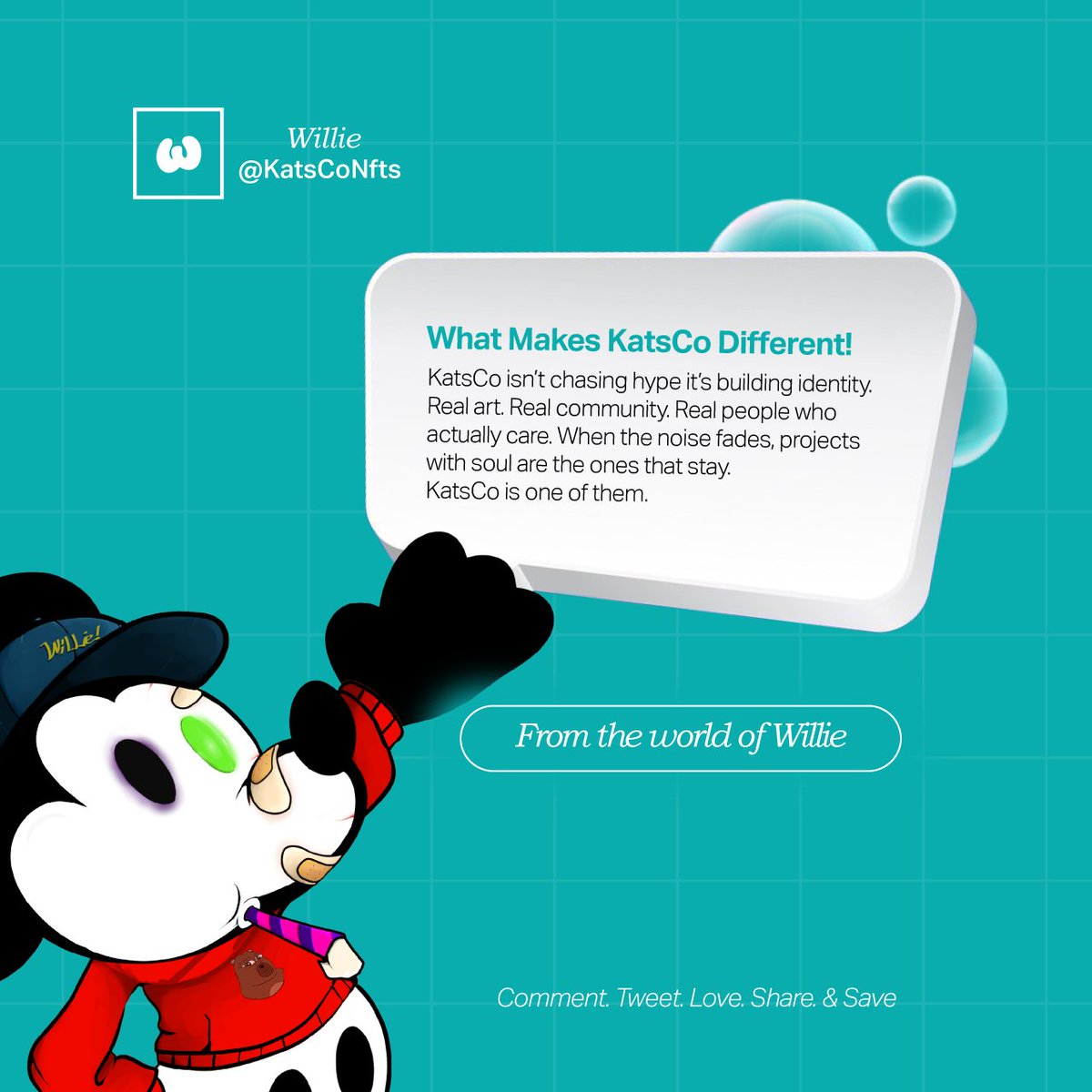 What Makes Willie Different 

Katsco isn’t chasing hype 
it’s building identity.
Real art. Real community.
Real people who actually care.
When the noise fades,
projects with soul are the ones that stay.
<a href="/KatsCoGroup/">㉿atsCo Group</a> is one of them.