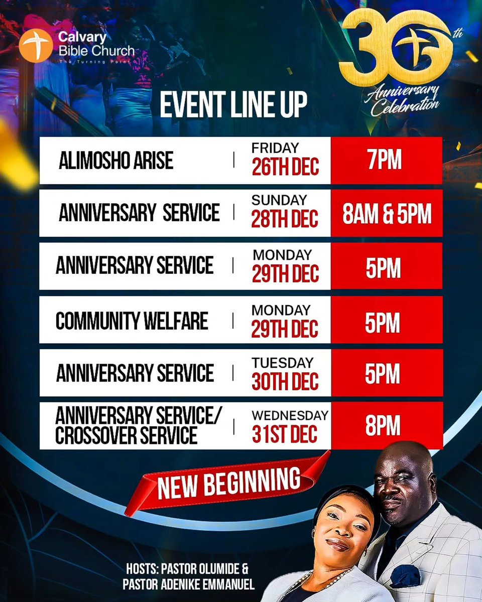 CBCNigeria's tweet photo. Yes its our 30th year anniversary and 30 looks good on us.
This is a milestone celebration, A New Beginning!!!!!
Join us as we usher in a fresh season!!!
#CBCCelebrates
#CBCAT30
#30LooksGoodOnUs https://t.co/JMlfw5i74O