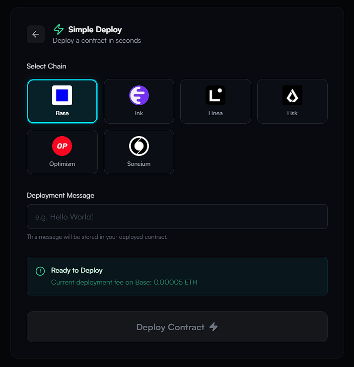 gannetx's tweet photo. The easiest and fastest way to deploy a standard contract on your favorite chains.

Forget complex settings. Just choose your chain and deploy a contract instantly. Fast, cheap, and simple.

START DEPLOYING NOW
https://t.co/LuittN05Qj https://t.co/3o18rhRxYw