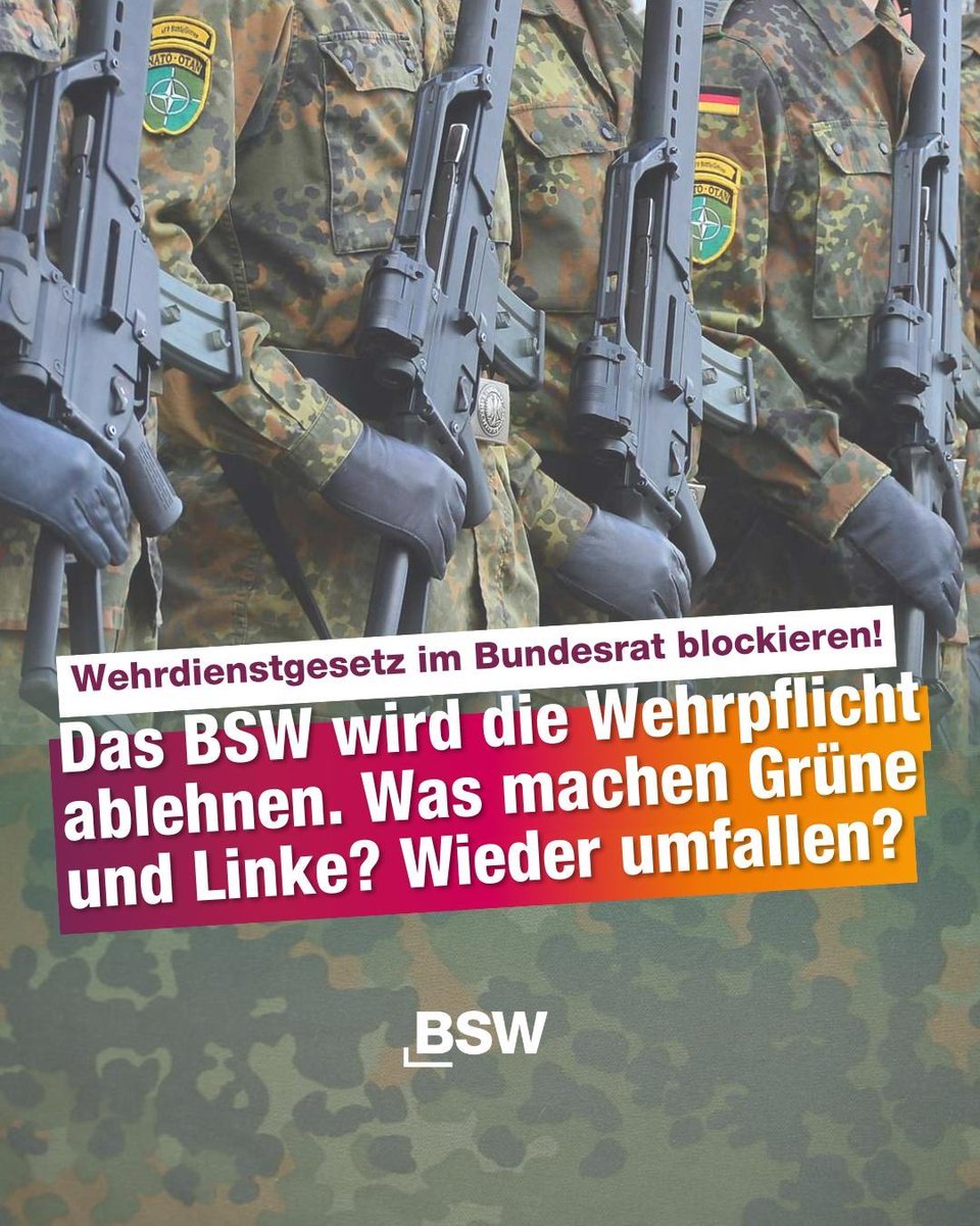 SevimDagdelen's tweet image. Im Bundesrat kann an diesem Freitag das neue Wehrdienstgesetz noch gestoppt werden. Regierungen mit BSW, Grünen oder Linken haben die Mehrheit in der Länderkammer und können das Vorhaben von Kriegstüchtigkeitsminister Pistorius blockieren. In neun von 17 Ländern ist mindestens…