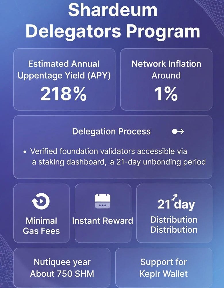 himBolly's tweet photo. 🚨 Shardeum Delegators Program is LIVE! 🚀

 This is a gamechanger for the ecosystem delegate your $SHM to secure the network and earn juicy rewards. 

✅WHAT DOES DELEGATION MEANS!

 Delegation means staking your tokens to validators (without running a node yourself) to help validate transactions.

 In return, you earn staking rewards from network inflation (~1% annually) and fees.

Key perks: Estimated APY ~218% right now (this fluctuates based on total network stake – more stakers = lower APY over time). Rewards kick in INSTANTLY once you delegate! No waiting. 

Delegate only to verified foundation validators for max security.
Ready to start? 

Head to the dashboard: https://t.co/4qeu41lcdK

✅How to Delegate $SHM and Start Earning 

Step-by-Step Guide! 📝

⚡Grab your EVM/KEPLR Wallet (MetaMask).

⚡Load up with $SHM (if you don't have any, bridge or buy via exchanges).

⚡Visit https://t.co/4qeu41lcdK 
⚡ connect your wallet.

⚡Browse the verified foundation validators list: https://t.co/SsY8sSahSy pick one with good uptime/APY.

⚡Enter amount to delegate, confirm txn (gas fee ~750 SHM for delegation actions – low and worth it!).
Done! 

3Watch rewards accrue in real-time.

Pro tip: Unbonding takes 21 days if you want to withdraw – plan ahead.

Check this tutorial video for visuals: https://t.co/TcOLWj2lcw

@shardeum  #ShardeumAmbassador