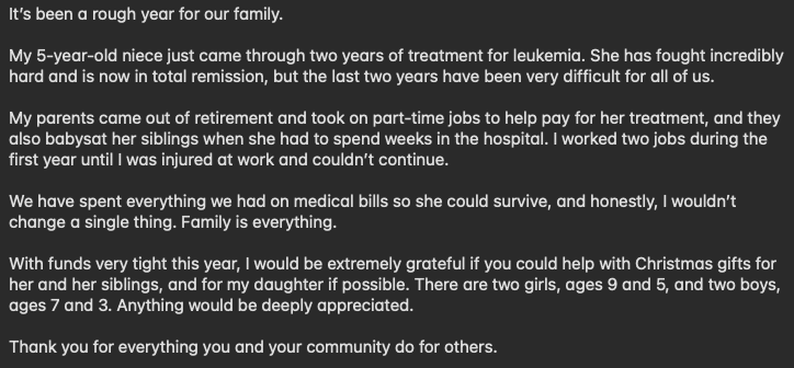 This is why we serve. Take a moment and read this message sent along with a request for gifts from the LM Christmas Print Drive. 🥺

What my community does, can't be put into words.

Thank you all of you! 💜 Thank you <a href="/Polymaker_3D/">Polymaker</a>.