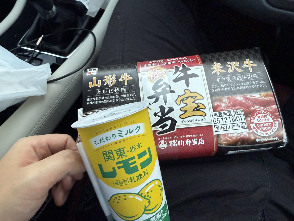 駅弁とレモン牛乳うめぇ
