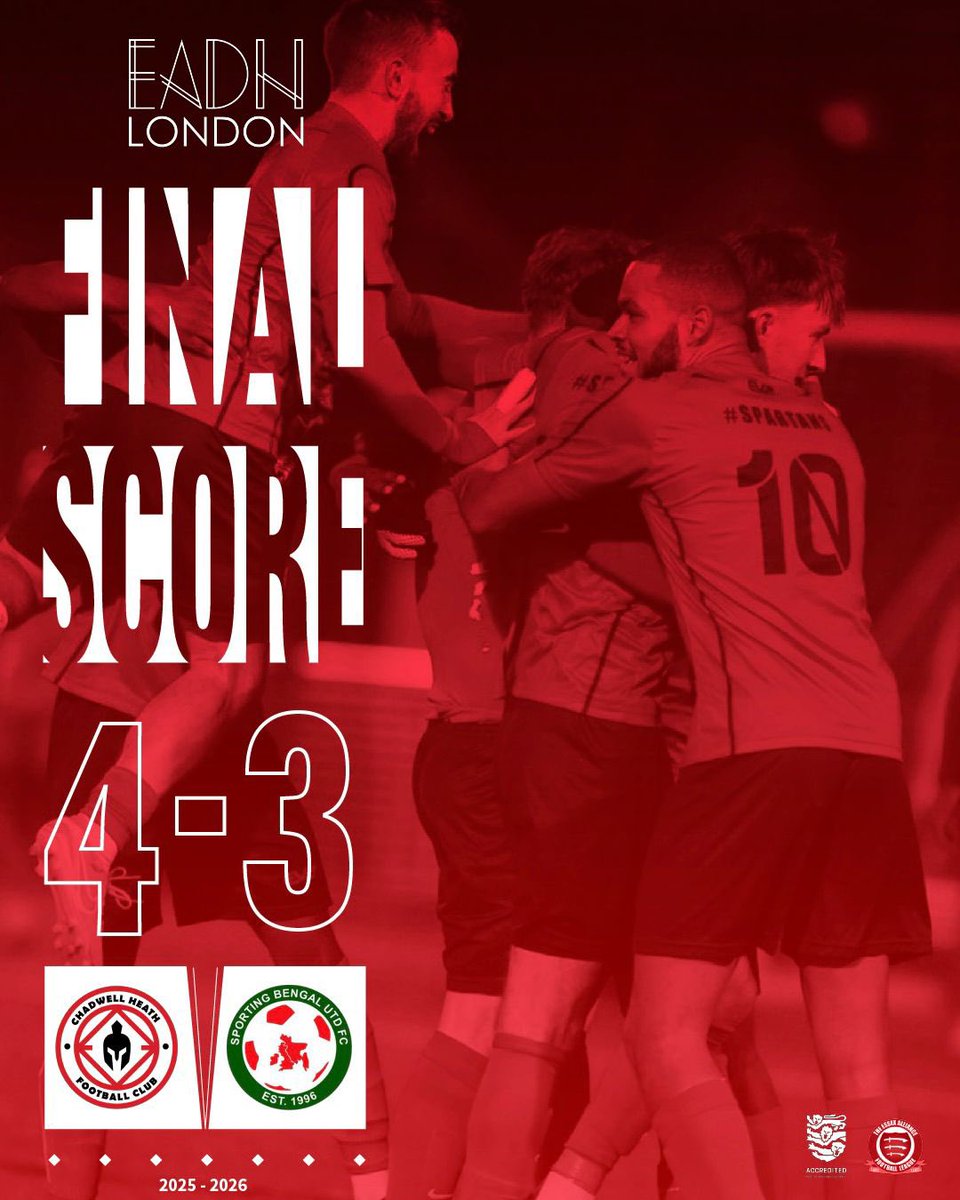CH_SpartansFC's tweet photo. FINAL SCORE:
A seven goal thriller, a shocking first half performance and an unbelievable comeback.
#SpartanStrong #EADNLondon #Spartans #EADN #NonLeague https://t.co/0WBUtC608b