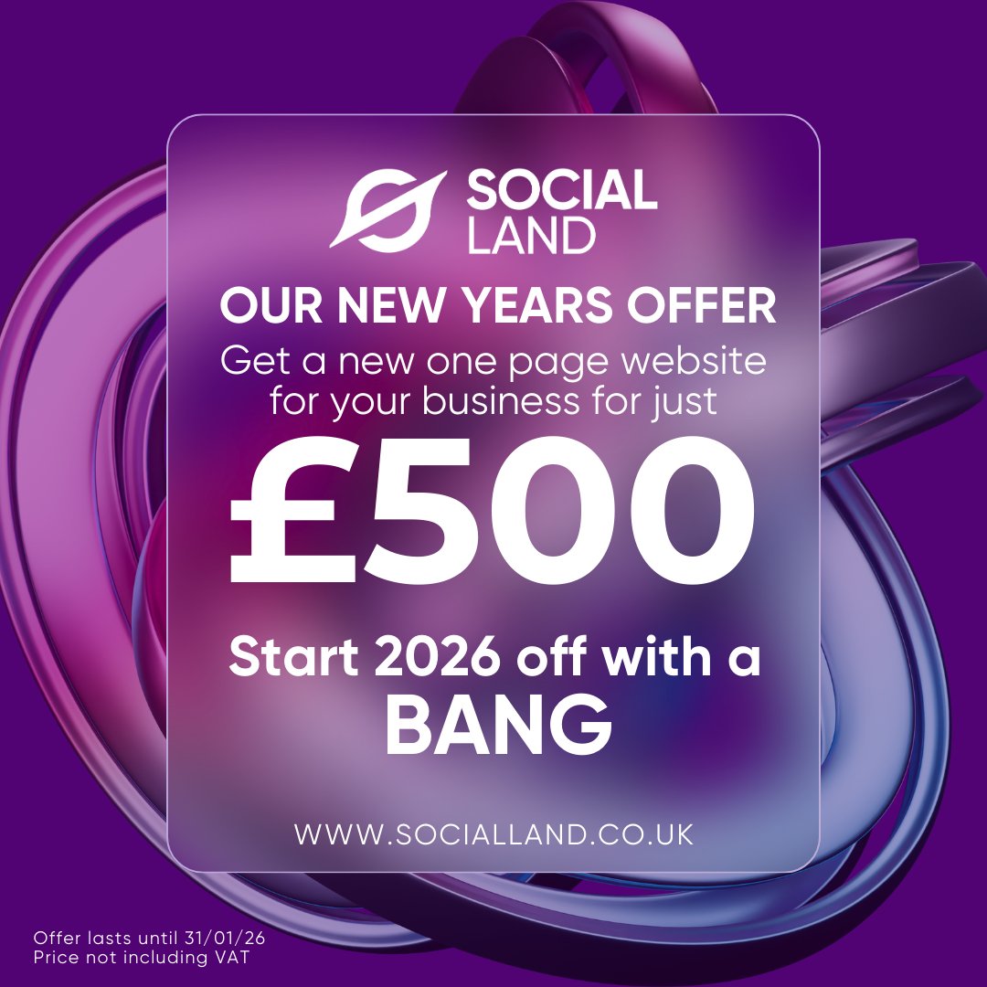 🎉 New Year, New Website 🎉

Get a brand new one-page website for just £500 + VAT, perfect for refreshing your online presence.

Offer valid until 31st January 2026!

📍 socialland.co.uk
📩 hello@socialland.co.uk
📞 01245 678333

#NewYearOffer #EssexBusiness #WebDesign