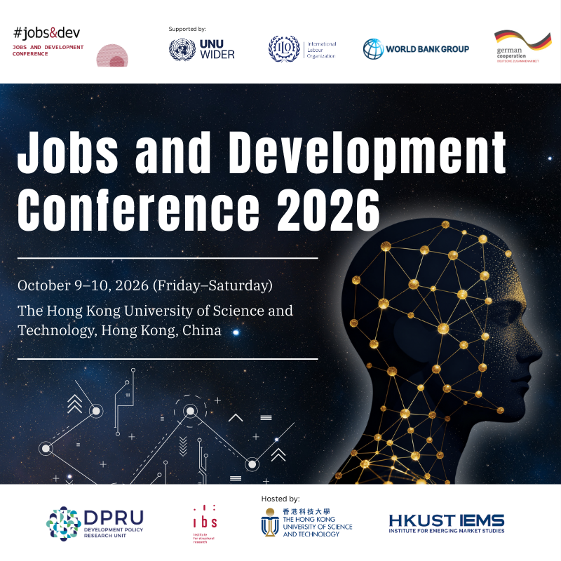 Call for Papers: 2026 Jobs and Development Conference
Dates: October 9–10, 2026
Venue: The Hong Kong University of Science and Technology
Submit your paper here: jobsanddevelopmentconference.org/call-for-paper…
Deadline: March 20, 2026 (Friday)