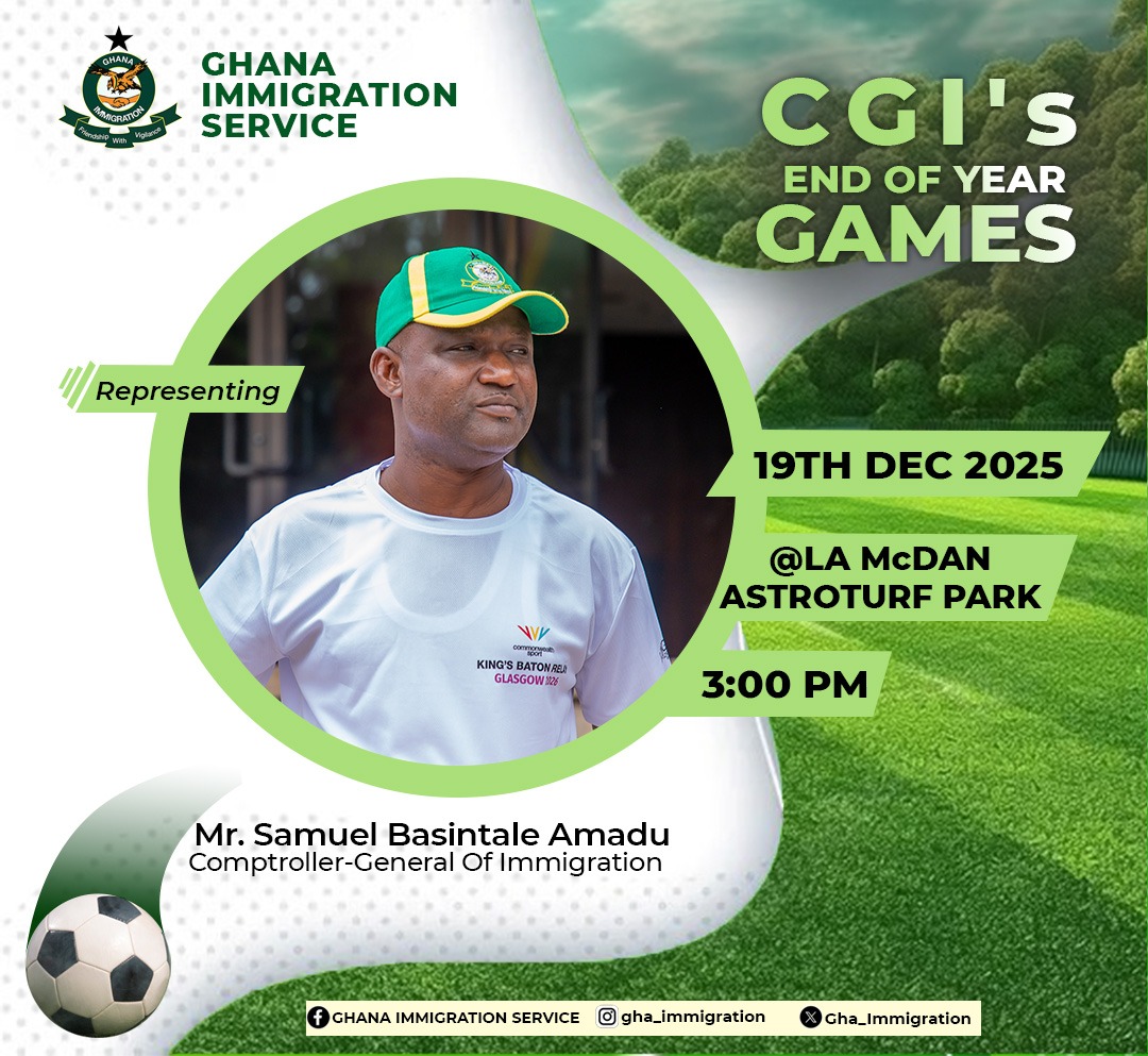 3️⃣DAYS MORE TO THE COMPTROLLER-GENERAL’S END OF YEAR GAMES <a href="/MinterGh/">Ministry of the Interior, Ghana</a> <a href="/GhPoliceService/">Ghana Police Service</a> <a href="/GhArmedForces/">Ghana Armed Forces</a> <a href="/GhArmedForces/">Ghana Armed Forces</a> <a href="/tv3_ghana/">#TV3GH</a>