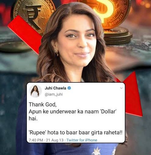 Nher_who's tweet photo. Rupee has touched 91 today

Hope Juhi chawla is still using dollar. https://t.co/S4ZyMVO6eO