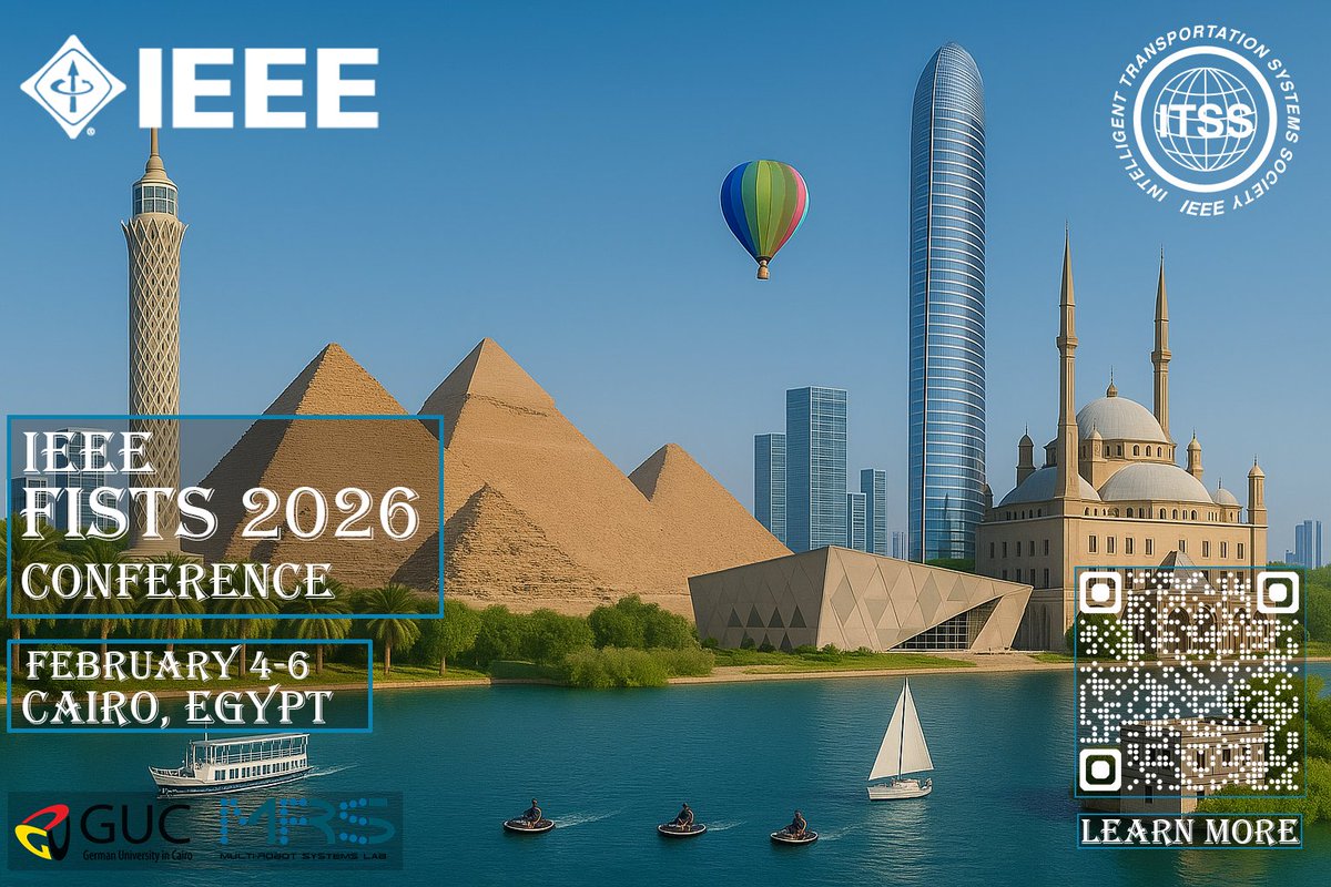 itssieee's tweet photo. 🚀 Last chance to submit to FISTS 2026!

Special Session themes:
🌍 Climate-Resilient ITS
🤖 AI for Sustainable Mobility
🚇 Multimodal Eco-Mobility

📅 Deadline: Dec 21, 2025
🔗 https://t.co/fSr2Fi6Nxo

#FISTS2026 #IEEE #ITS #Mobility #Egypt https://t.co/awhZc1cNaT