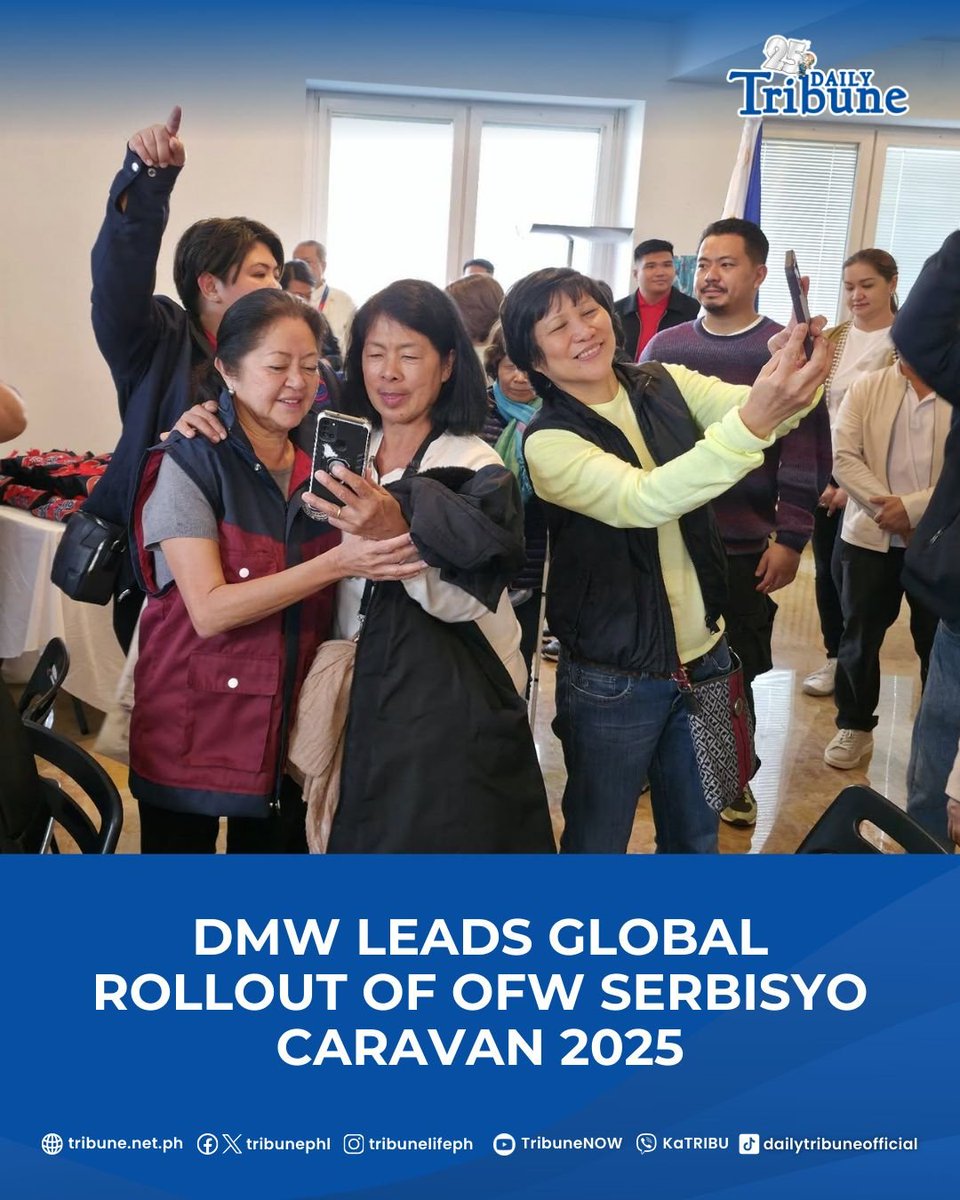 The Department of Migrant Workers (DMW) strengthened overseas service  delivery as it led the Bagong Bayani ng Mundo–OFW Serbisyo Caravan 2025,  bringing essential government services directly to overseas Filipino workers  (OFWs) across, image size:960x1200