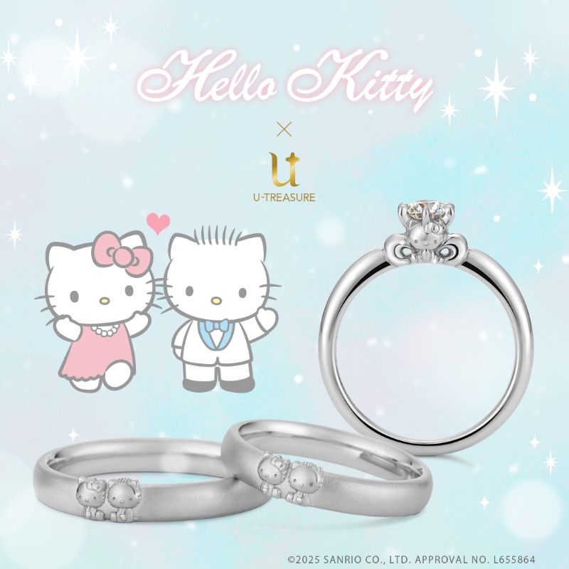 u_treasure_pr's tweet photo. 【サンリオキャラクターズ】

ブライダル リング💍
――――――――――

各キャラクターの世界観をデザインに落とし込んだ
婚約・結婚指輪をご用意しております。

想いを込めたリングは、一生の宝物に…💗