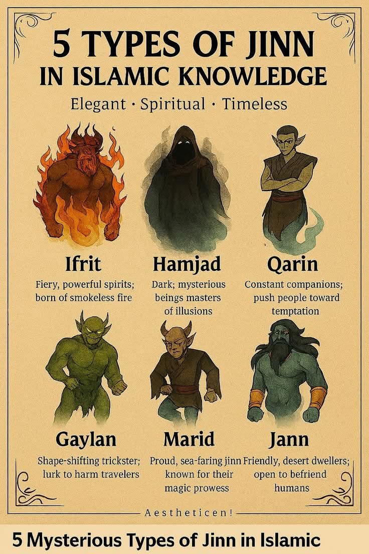 AllahGreatQuran's tweet image. Five types of jinn in Islam.…