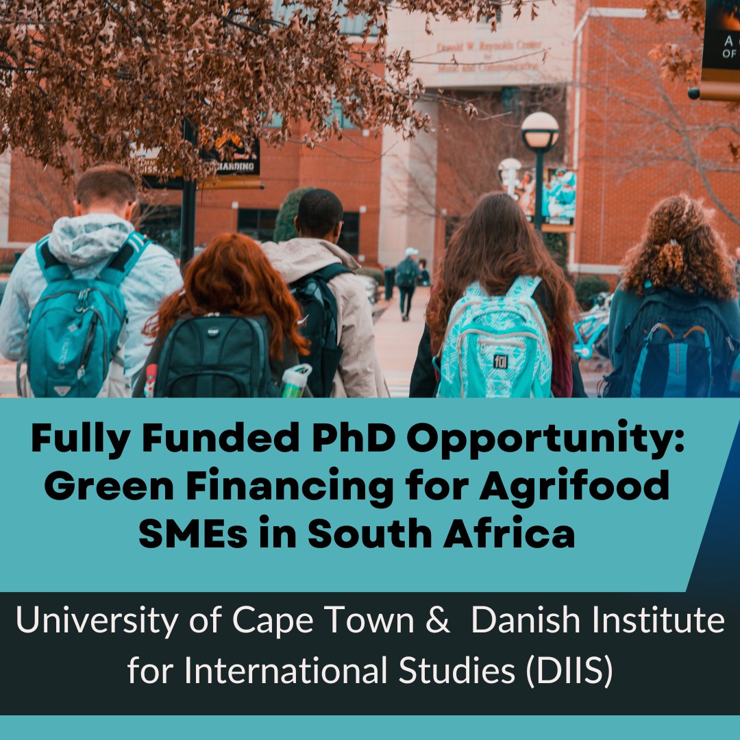 opportunitiesfy's tweet image. 🌍 Fully funded PhD UCT + DIIS on Green Financing for Agrifood SMEs 🇿🇦
✨ 3 yrs funding + stipend
🌱 Fieldwork + 3‑months stay in Denmark
⏰ Deadline: Jan 5, 2026
🔗Apply:  wp.me/p23f03-i10
#PhDOpportunity #GreenFinance #Sustainability #AgrifoodSMEs #UCT #DIIS