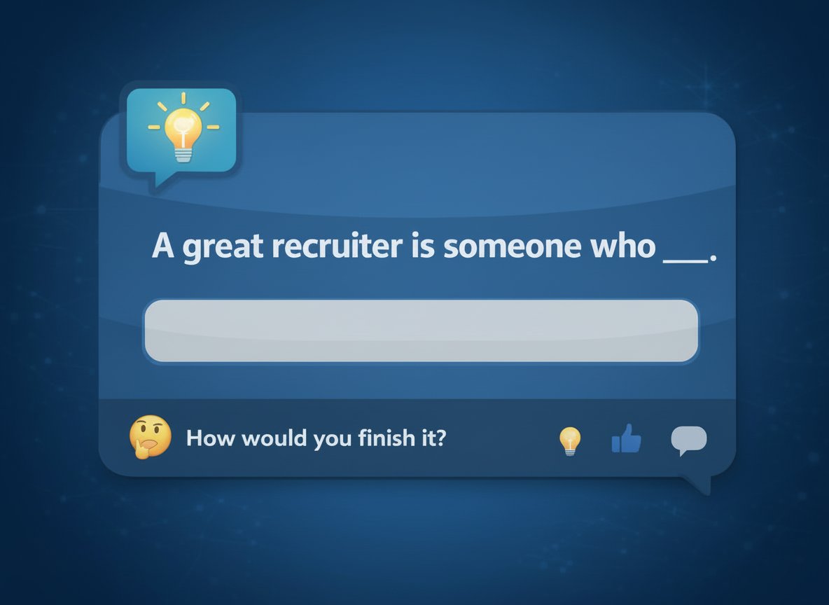 A great recruiter is someone who ______.

No right or wrong answers—just real experiences.
How would you finish this?