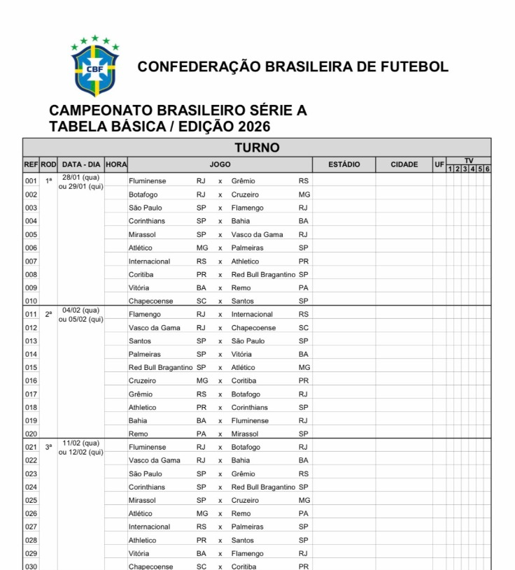 luckbetoficial's tweet photo. PODE TRAVAR A AGENDA ✒️🔥

A CBF divulgou a tabela base das três primeiras rodadas da Série A do Campeonato Brasileiro 2026. E já tem clássico pra tudo que é lado! 

1ª São Paulo x Flamengo
2ª Santos x São Paulo
3ª  Flu x Botafogo

Tem alguém aí já com a calculadora na mão? 🧐

#Luckbet #brasileirão