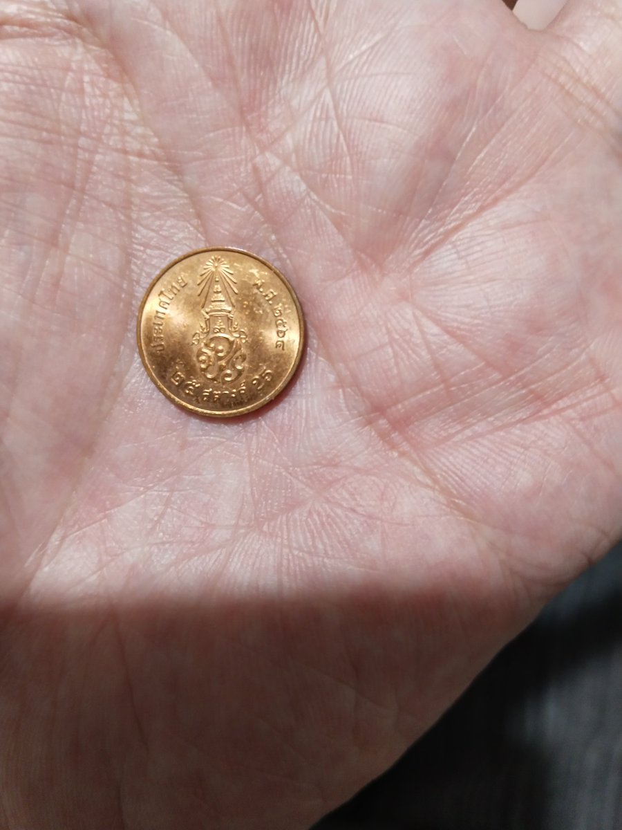 タイの最小単位の政府発行通貨、25サタン。4枚集めて1バーツ。うちのムバーン（分譲住宅街）を歩いていても誰も拾わない。ちょっと驚いた。