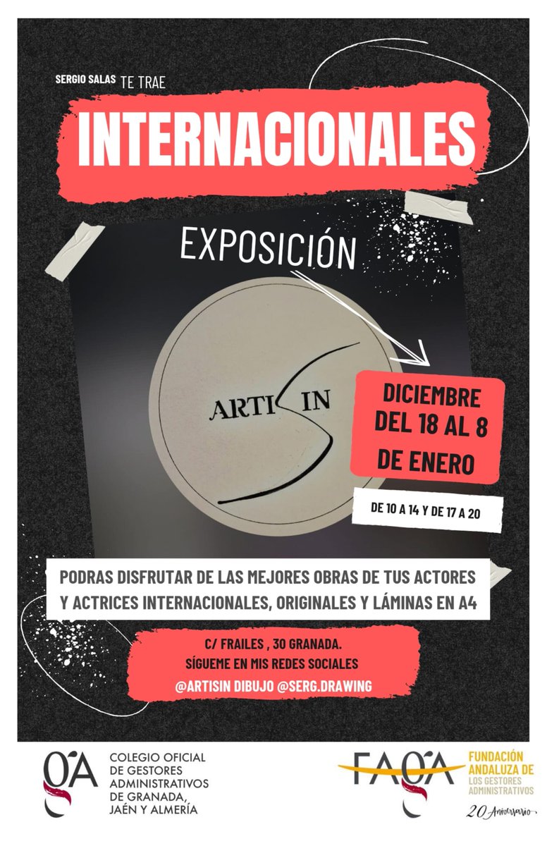 Este jueves, a las 18 horas inauguración de la exposición "Internacionales" de Sergio Salas, en la Galería de Arte "Enrique Seijas" de la delegación de Granada de nuestro Colegio (calle Frailes, 30 bajo)