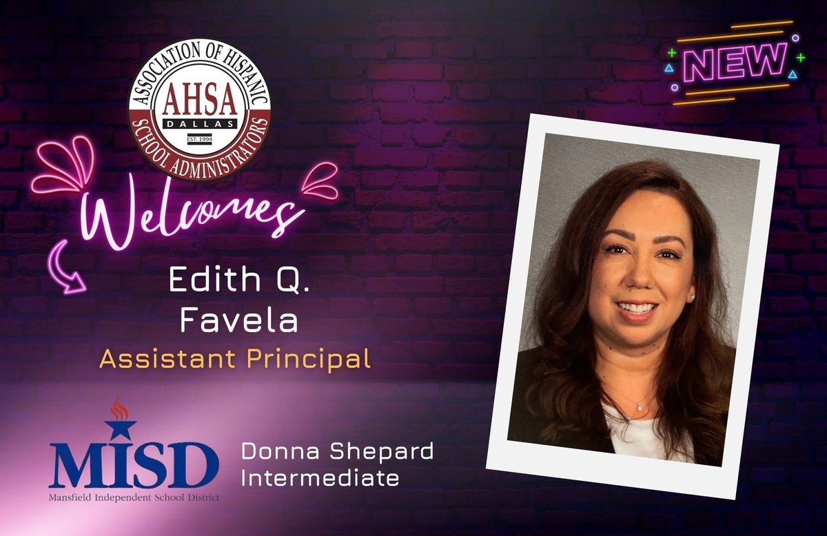 ahsadallas's tweet image. AHSA welcomes Edith Favela, assistant principal at Donna Shepard Intermediate in Mansfield ISD! We are excited to have you join us. #shesready #goaldigger