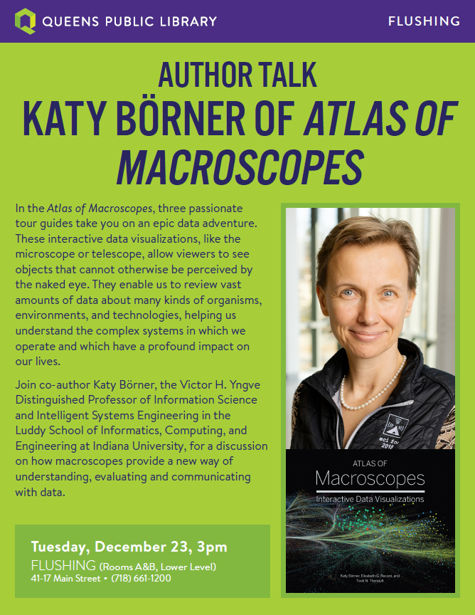 cnscenter's tweet image. Join co-author Katy Borner for a conversation about the Atlas of Macroscopes which takes you on an epic data adventure and showcases interactive data visualizations at the Queens Public Library in New York 12/23/25 @ 3pm
#dataViz #dataVisualization #HCI #UX
@katycns @QPLNYC