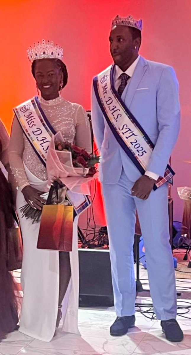 Congratulations to our newly crowned Mr. &amp; Miss DHS 2025–2026 (St. Thomas/St. John), Shawn Samuel and Jamila Felix! 👑✨ Crowned at the DHS Fire &amp; Ice Gala on Dec. 13 at My Brother’s Workshop. More photos coming soon.