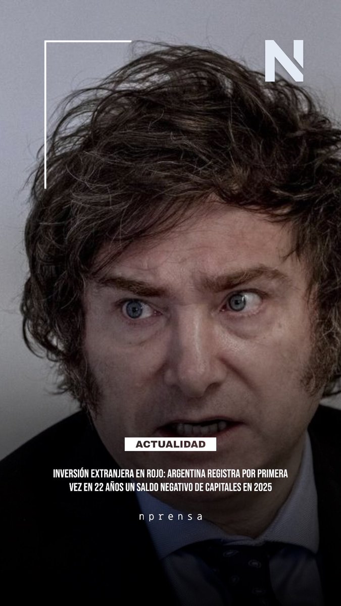 ⚡La inversión extranjera en Argentina cayó a terreno negativo en 2025 por primera vez en 22 años, con una salida neta de más de USD 1.500 millones tras la desinversión de multinacionales. Más información: instagram.com/reel/DSU4owrDV…