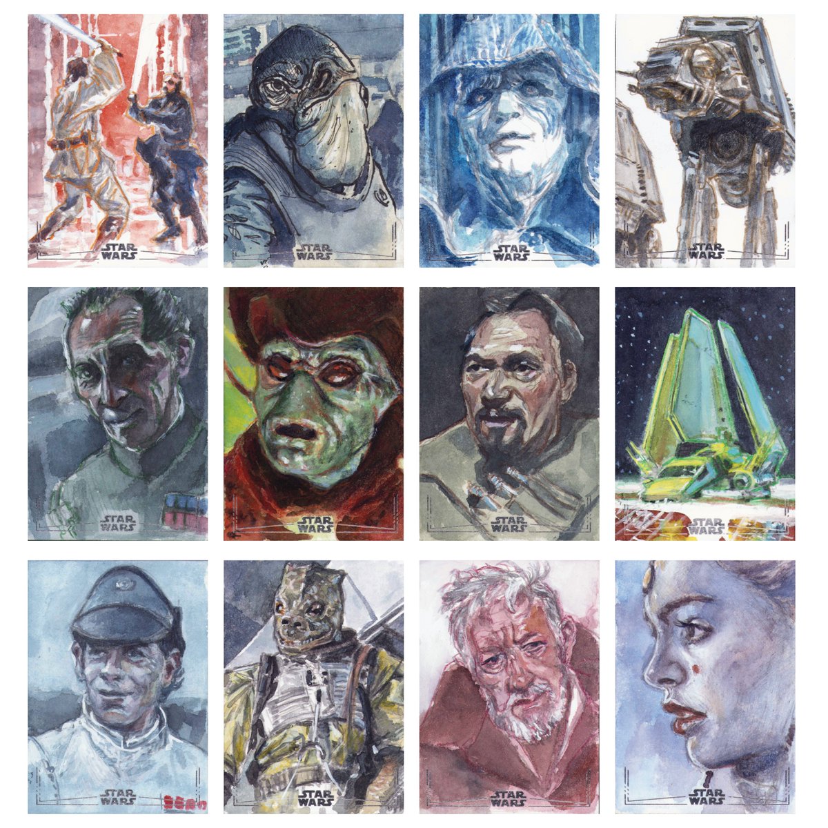Here are the officially licensed sketch cards that I did for Topps